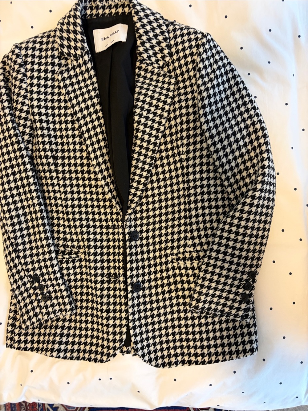 Ena Pelly Black and White Houndstooth Blazer